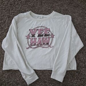 Altar'd State White and Pink Yee Haw Sweater